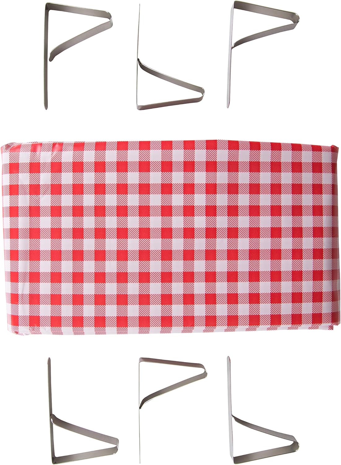 Stansport Picnic Table Cloth with Clamps Combo Pack - Rectangle - Polyurethane - Red White