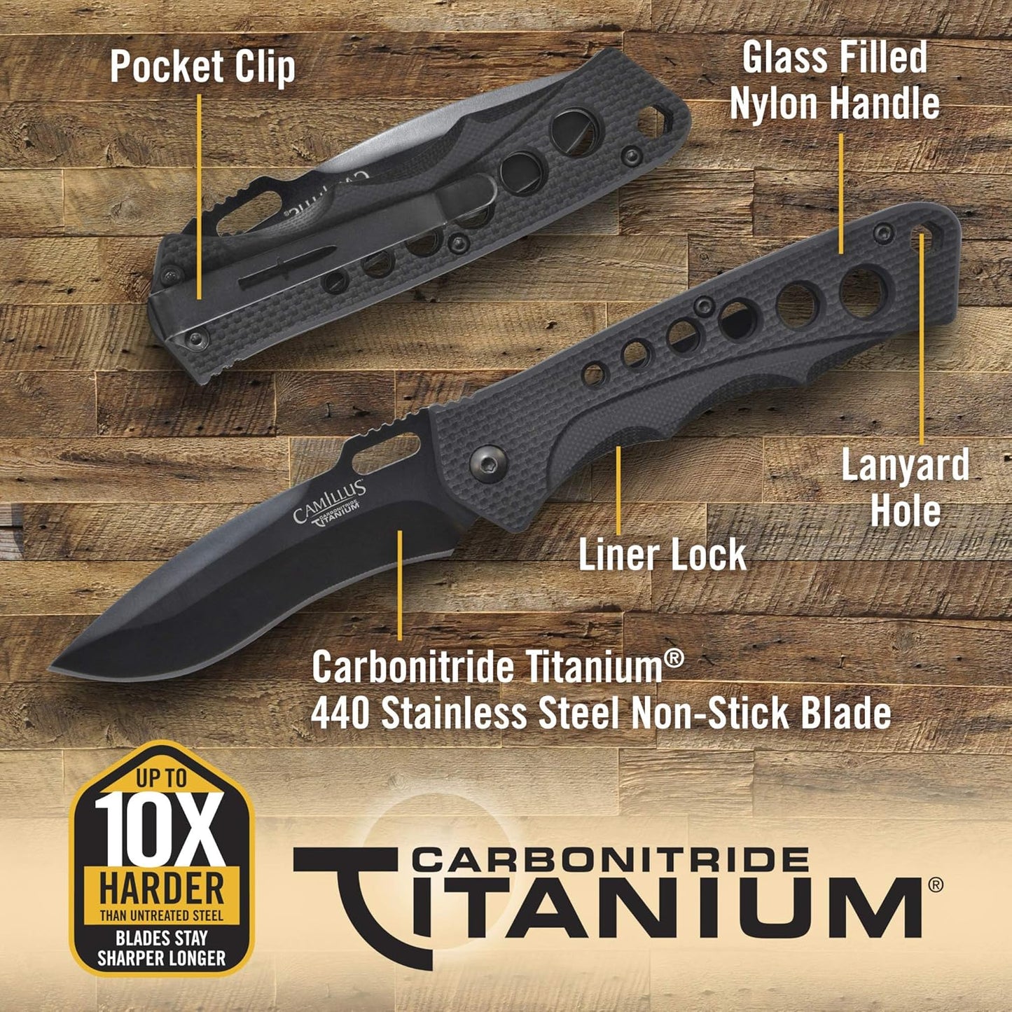 Camillus Rage / 7.25" Overall / 3" Blade/CARBONITRIDE Titanium™ / 440SS
