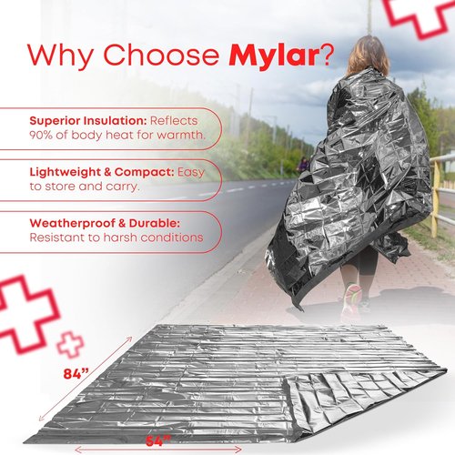 Large Mylar Emergency Rescue Blankets - 54” x 84” Thermal Sheets, 20 Count