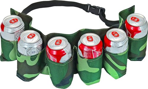 Camo Beer Belt, Holds 6 Cans or Bottles - Camouflage Holster