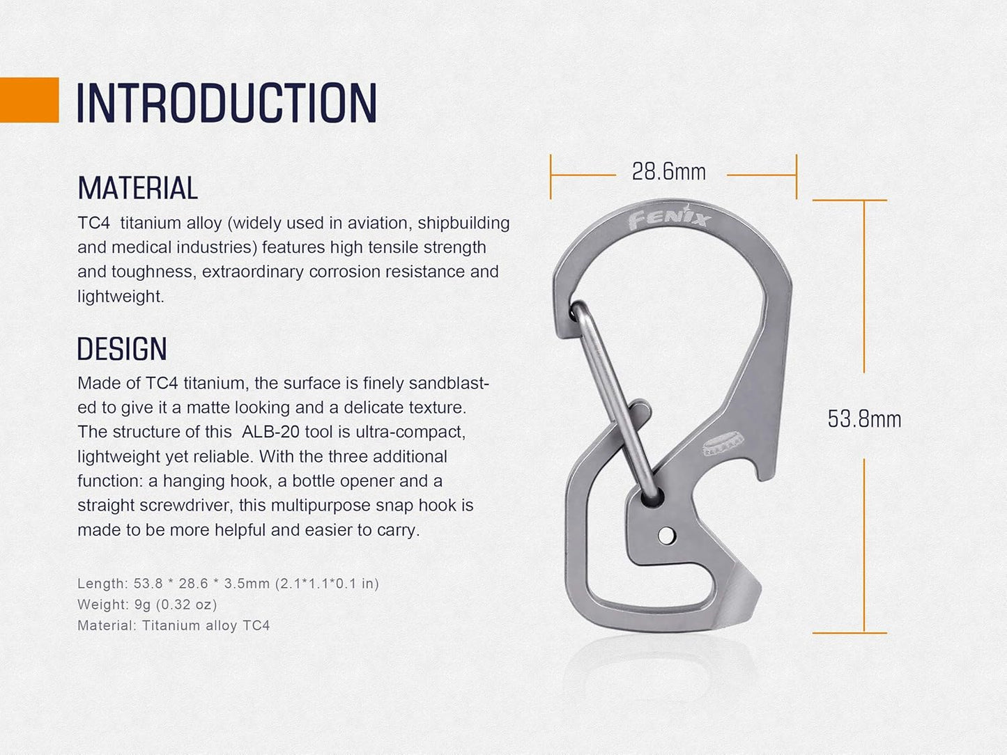 fenix Unisex's ALB 20 ALB20, Titanium