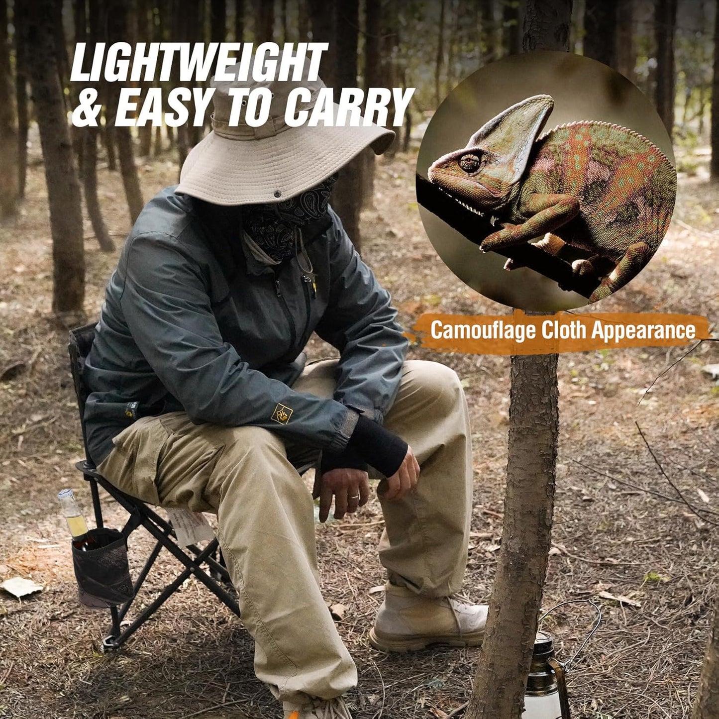 REDCAMP 2 Pack Tripod Hunting Chairs for Blinds, Folding Lightweight Portable Fishing Chair for Adults Hunting Stools with Backrest, Golf Chairs for Spectators, Camo