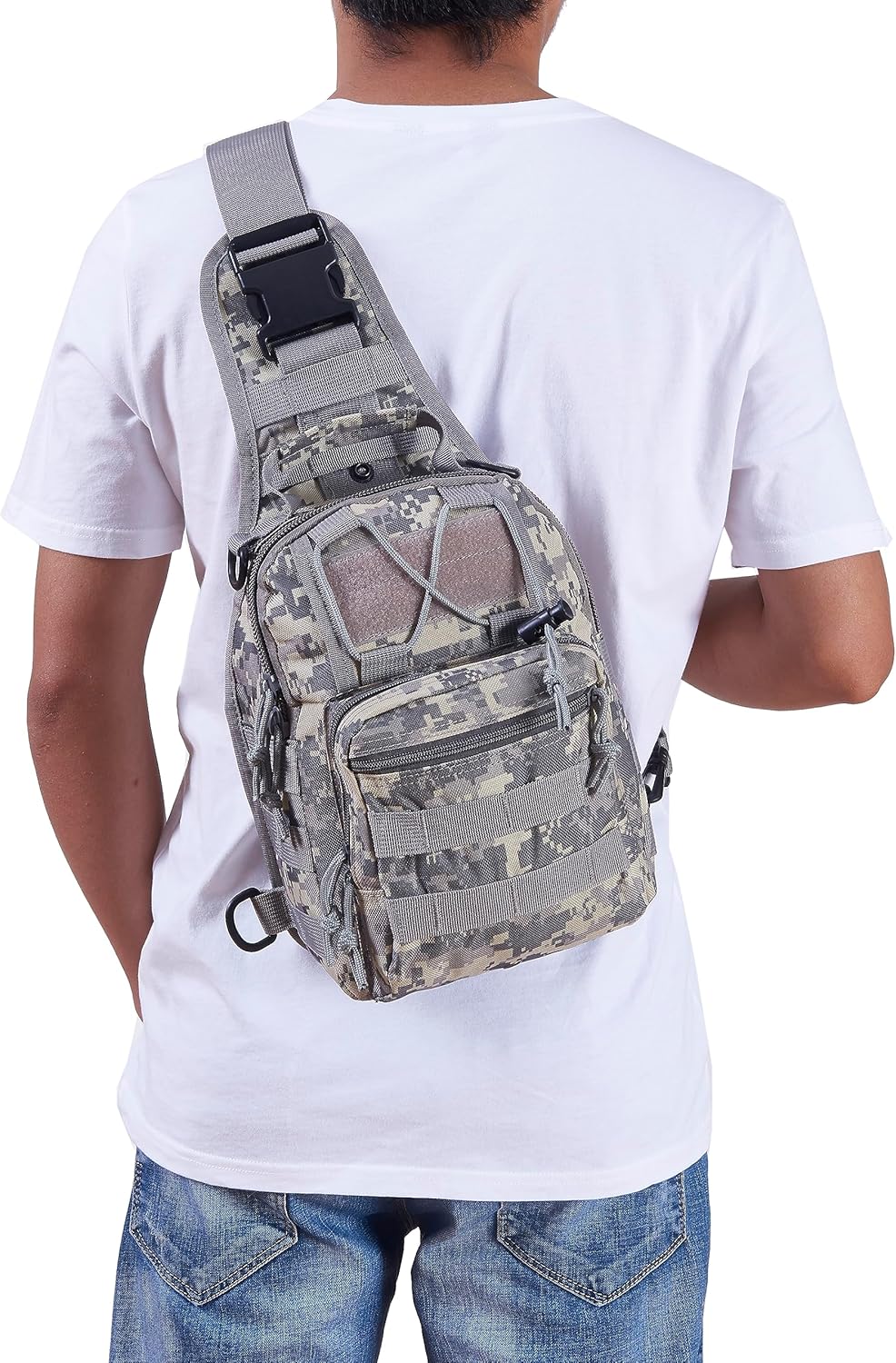 FAMI Outdoor Tactical Bag Backpack, Military Sport Bag Pack Sling Shoulder Backpack Tactical Satchel for Every Day Carry (Black)