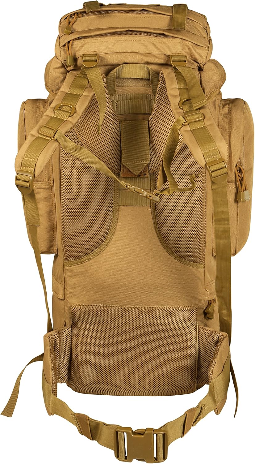 65L Waterproof Internal Frame Backpack with Rain Cover - Seibertron Khaki