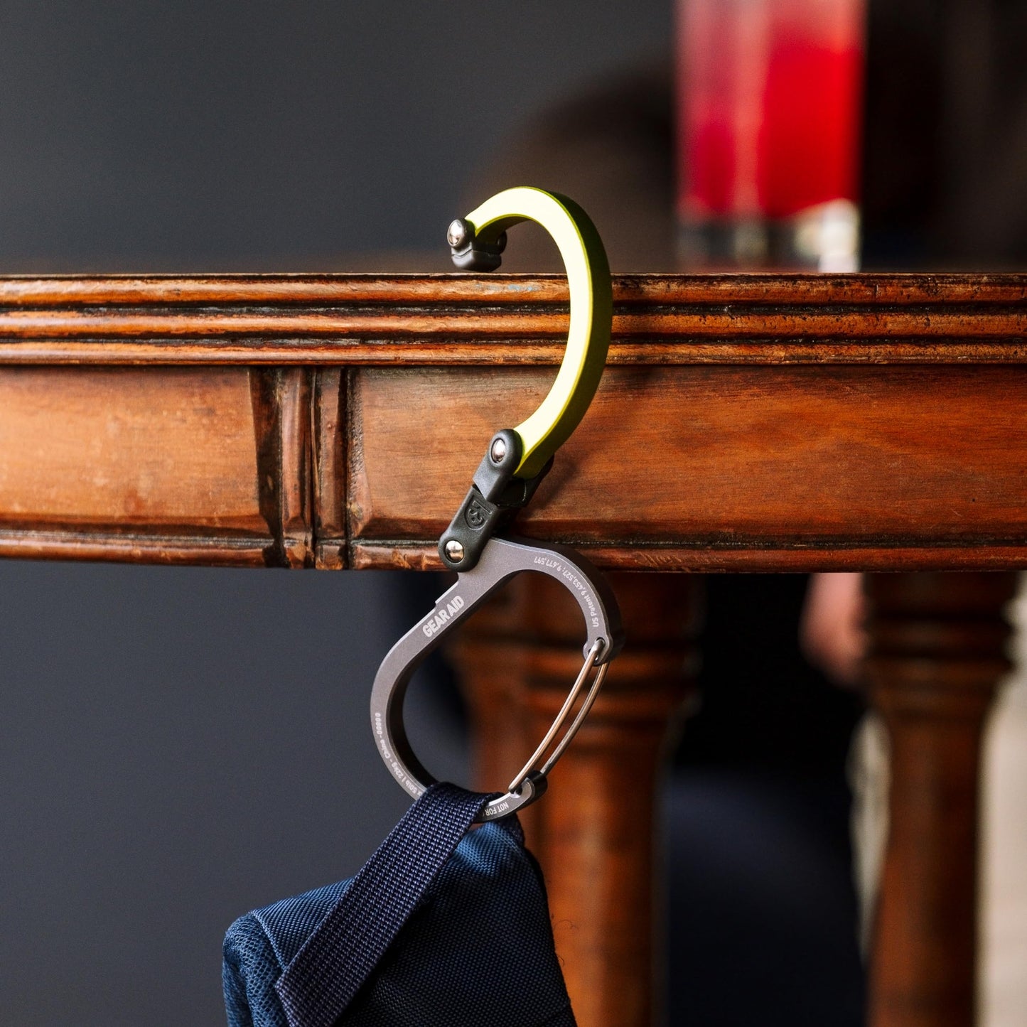 GEAR AID HEROCLIP Carabiner Clip and Hook (Small) for Purse, Stroller, and Backpack, Black and Blue, 2 Pack