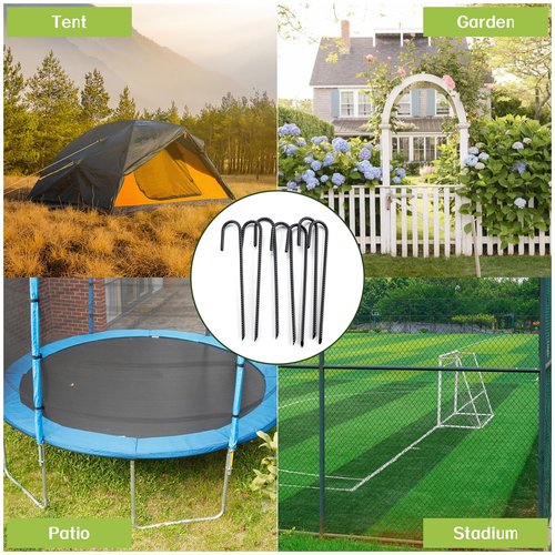 Ground Stakes 16 Inch, J Hook Tent Stakes, Heavy Duty Garden Stakes 10 Pack, Anti-Rust Rebar Stakes Ground Anchors for Fence, Garden, Trampoline, Landscape