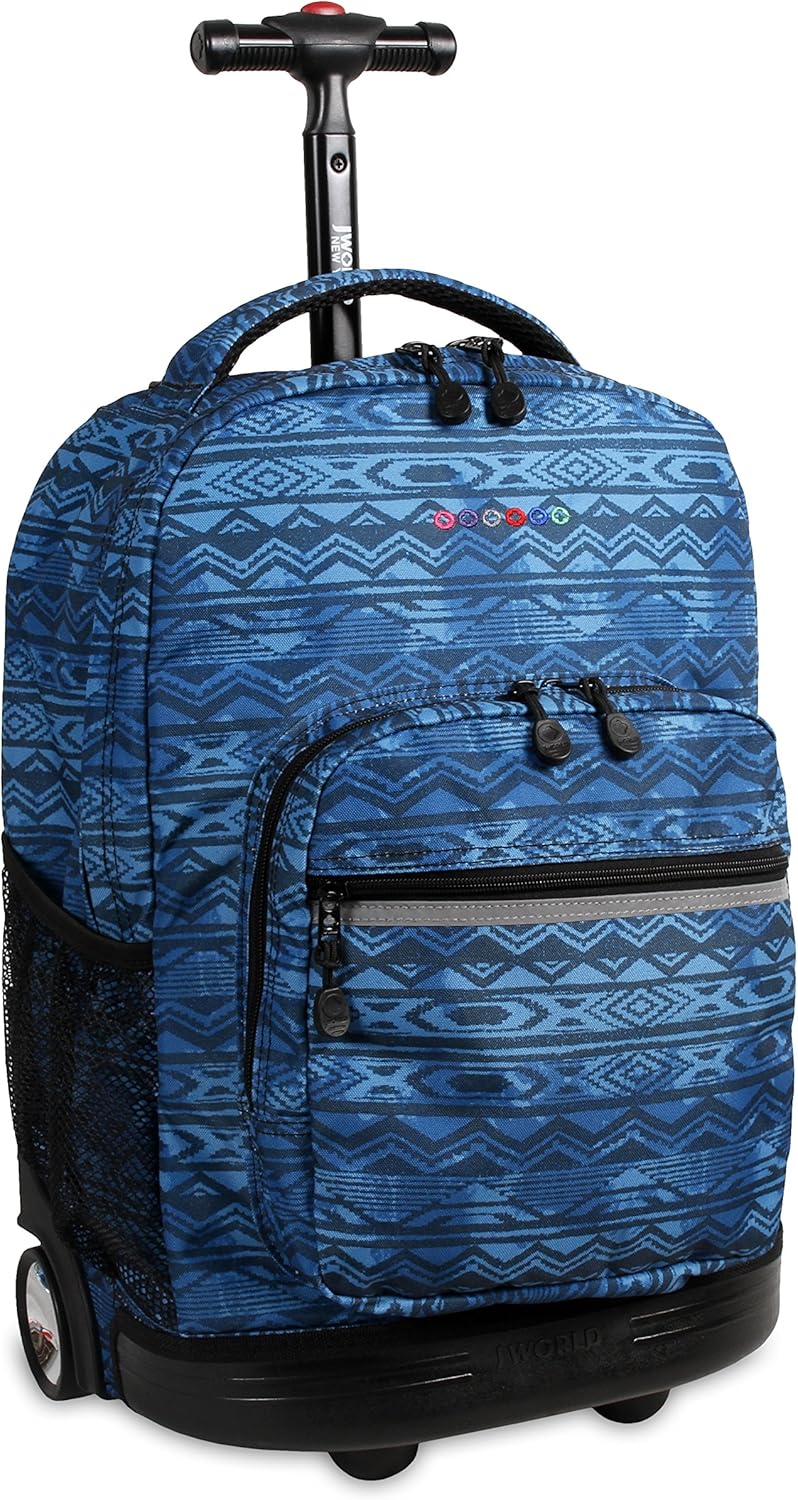 J World New York Sunrise Rolling Backpack, Water Mark, 18"