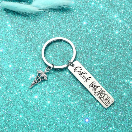 ZQEOU School Nurse Keychain Nursing School Gifts RN Graduation Jewelry For Nursing Student Gifts Nurses Week Day Keychain