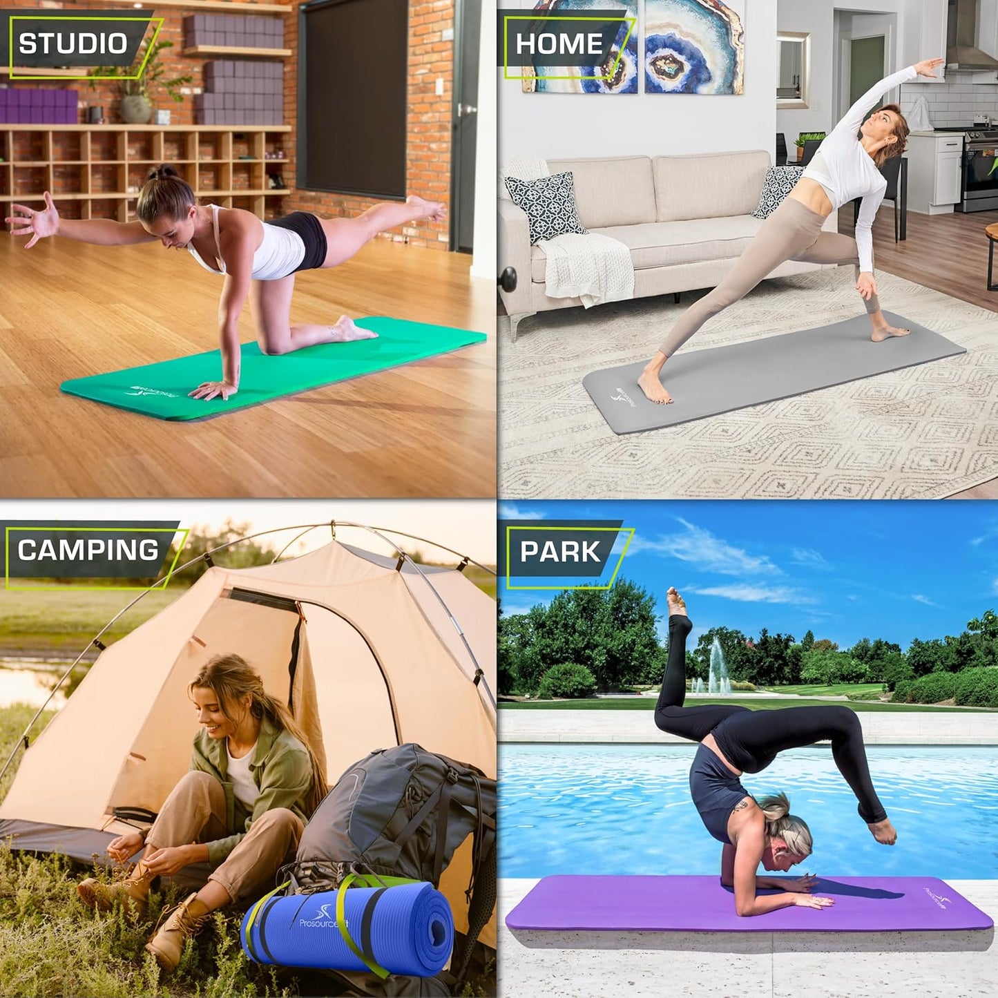 Extra Thick ½” Yoga & Pilates Mat - 71” High Density Foam with Carrying Strap