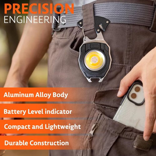 GUARDMAN Stocking Stuffers – Multitool Survival Keychain Tool, LED Flashlight, Carabiner, Fire Starter, Screwdriver, Whistle, Bottle Opener – Camping & Outdoor Multi Tool Gear - 1 Pack