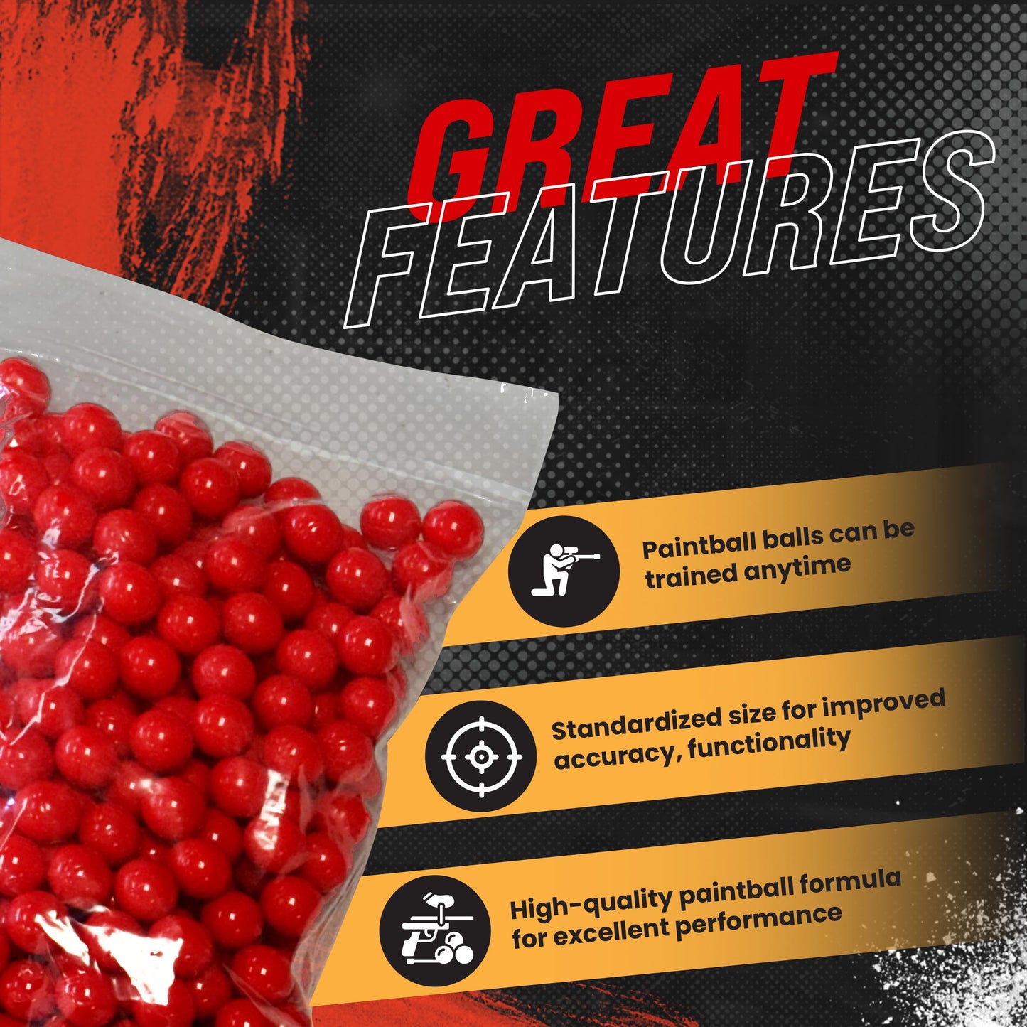 3Skull .43 Caliber Paintballs for Umarex T4E Paintball Pistols Blood Red Fill - 250 Count .43 Cal Ammo