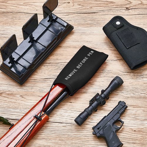 Riakrum 6 Pcs Airsoft Barrel Cover Paintball Barrel Cover with Elastic Bungee Cord for Airsoft and Paintball Markers Accessories, 5.51 x 3.15 Inch (Black)