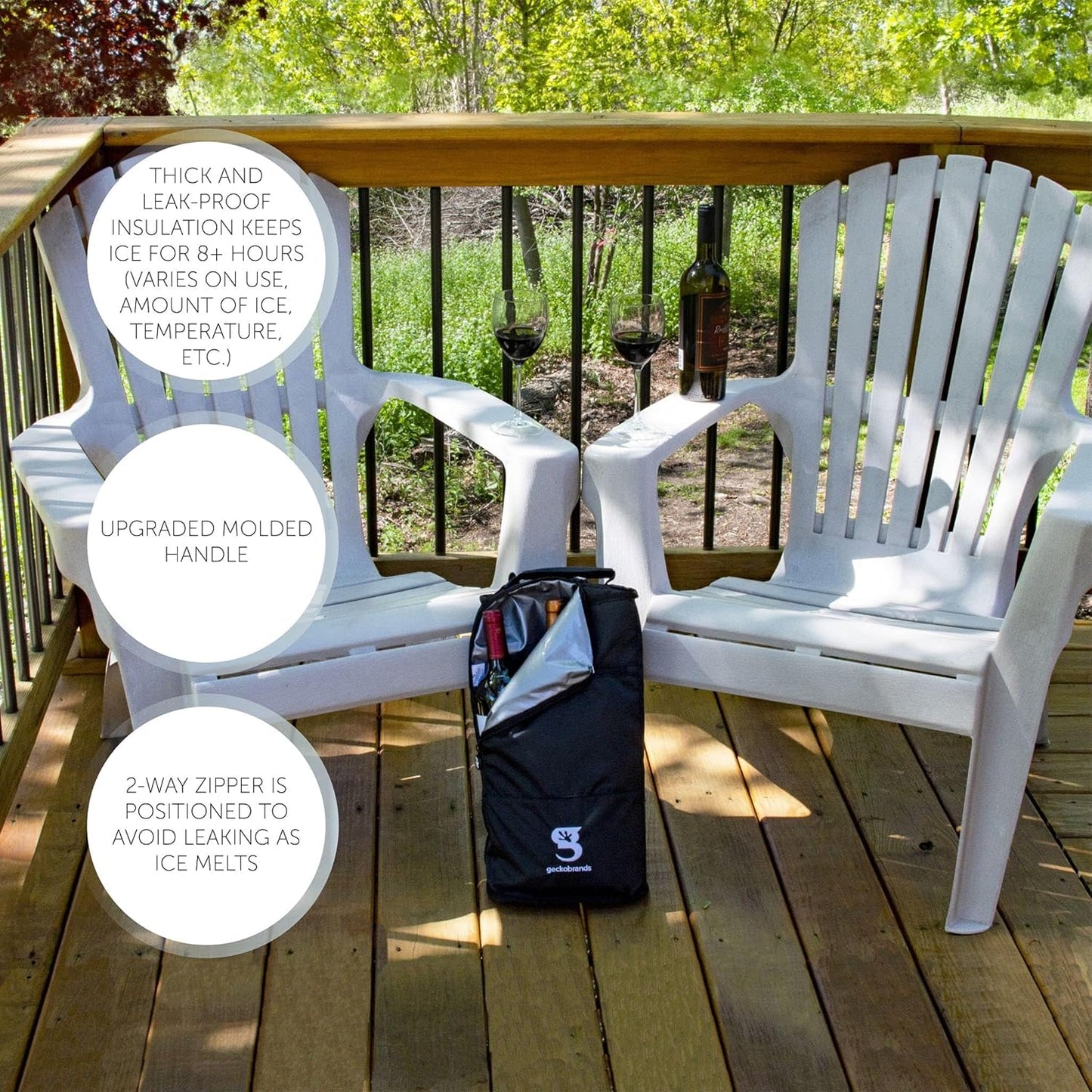 geckobrands Verticool Cooler - Insulated Portable Soft Cooler Bag with Adjustable Shoulder Strap, Holds 9 Cans or 2 Wine Bottles, Perfect for Beach, Picnics, and Outdoor Activities