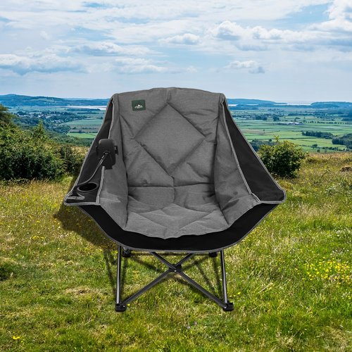 Northroad Oversized Foldable Camping Chair with Cell Phone Holder,Outdoor Padded Lawn Chair w/Cup Holder,Carry Bag for Beach, Hiking, and Picnics,Heavy-Duty 300-lbs Capacity, Black