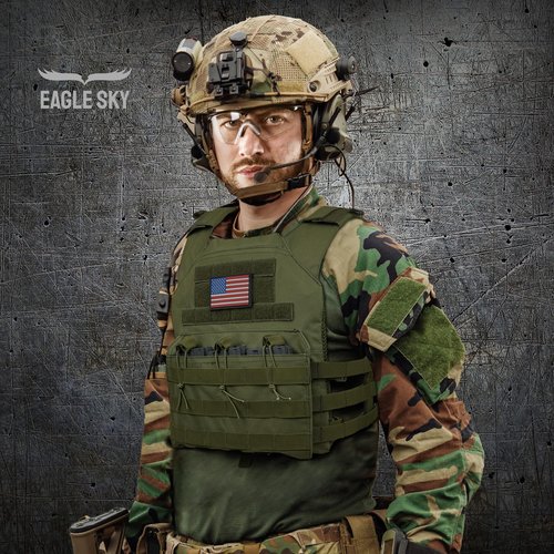 Eagle Sky Tactical Vest ES-2, Light Weight, Tough 500D Nylon, Universal Adjustable Size S-XXL, Breathable 3D Mesh Liner (Nylon, Black)