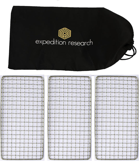 Family 3-Pack - The Original Bushcraft Grill - Welded Stainless Steel High Strength Mesh (Campfire Rated) - Expedition Research LLC, USA