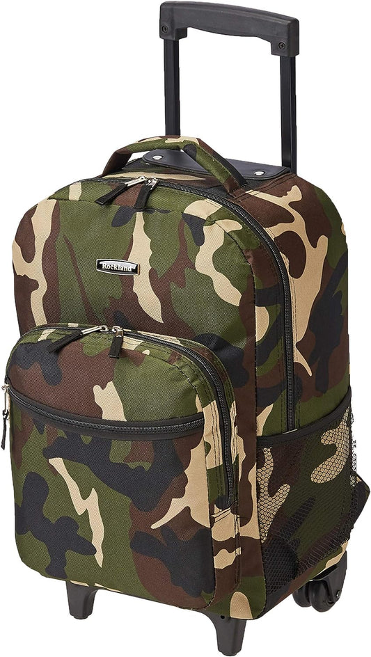 Rockland Double Handle Rolling Backpack, CAMO, 17-Inch