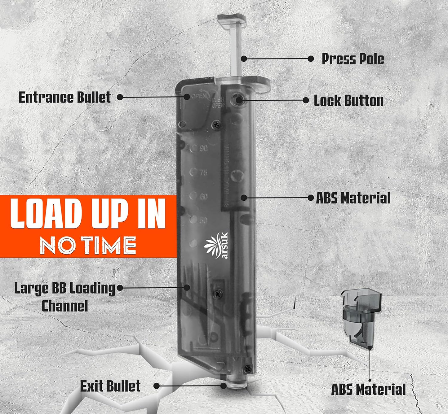 6mm Airsoft Speed Loader with Adapter – 90 Rounds Fast Reloading Tool for BB Pellets