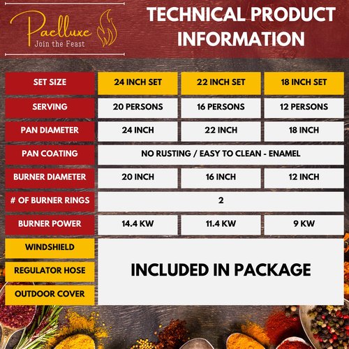 Paelluxe Paella Burner and Stand Set 12 Servings, 18 Inch Paella Pan, Dual Propane Outdoor Stove with Stand & Regulator, Portable Gas Cooker for Camping Crawfish Boil Cooking Outdoor, Paellera Propano