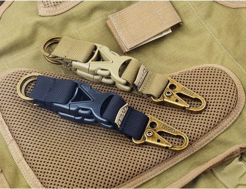 DYZD Tactical Gear Keychain Clip 100% Nylon Belt Key Chain Tactical Key Holder Quick Release Buckle Key Ring (2PCS)