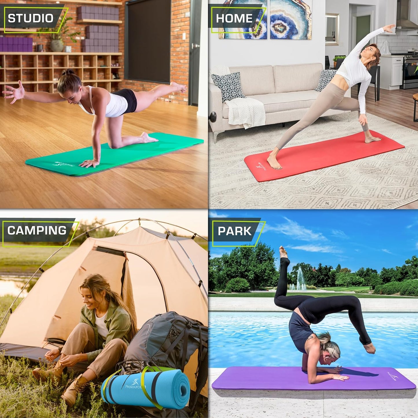 Extra Thick ½” Yoga & Pilates Mat - 71” High Density Foam with Carry Strap