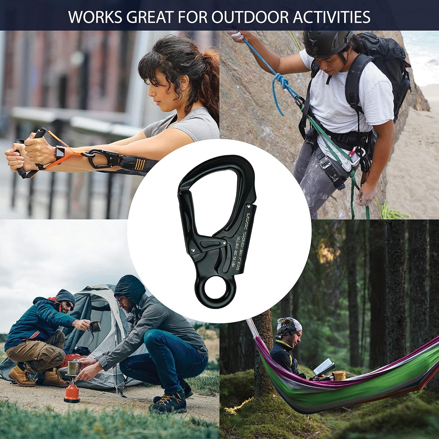 Snap Auto Locking Carabiner 32KN - Fusion Climb® Tudor - Professional Rock Climbing Carabiner - Heavy Duty Steel Clip - Snap Locking Carabiner for Climbing, Rappelling, D Shaped - UIAA ANSI Compliant
