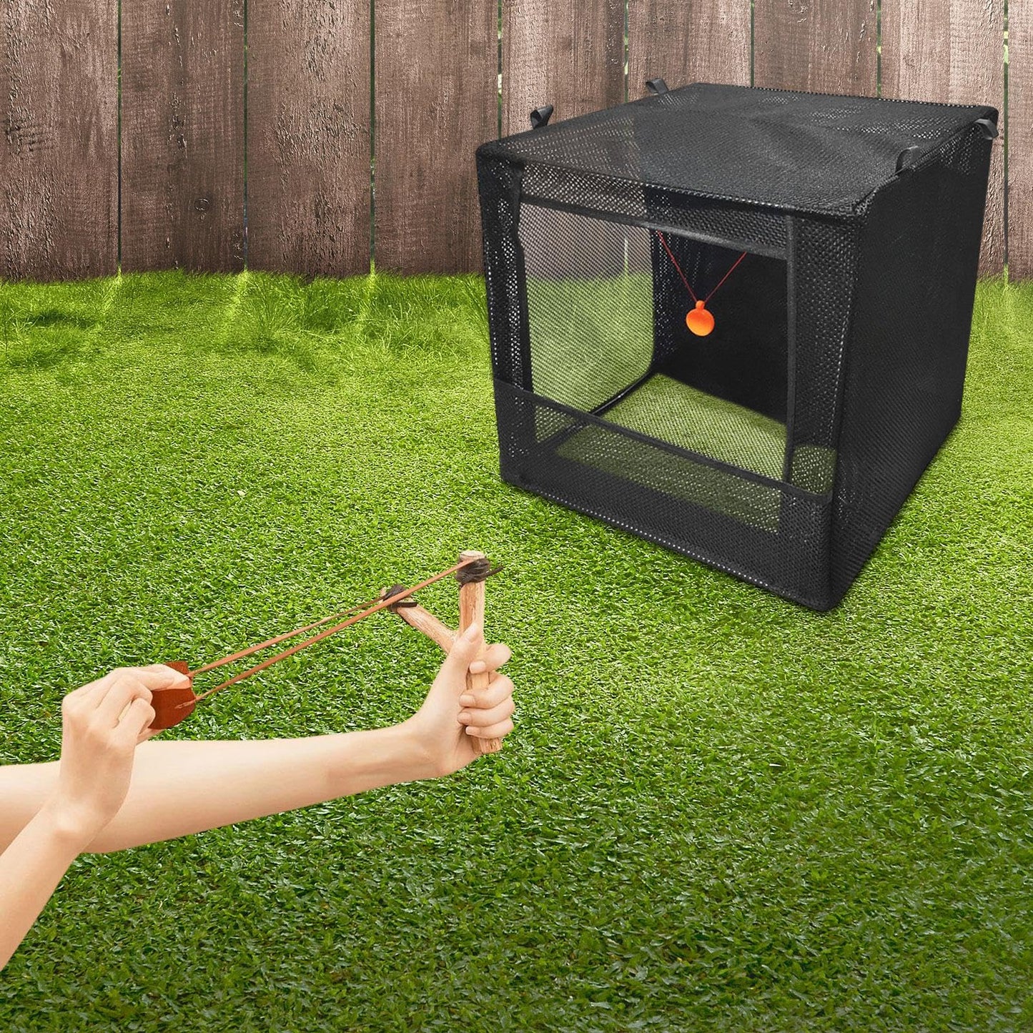 Amagogo Target Box Slingshot Target Catcher Box for Hunting Training Folding Storage Box Stainless Steel Frame Slingshot Target Box