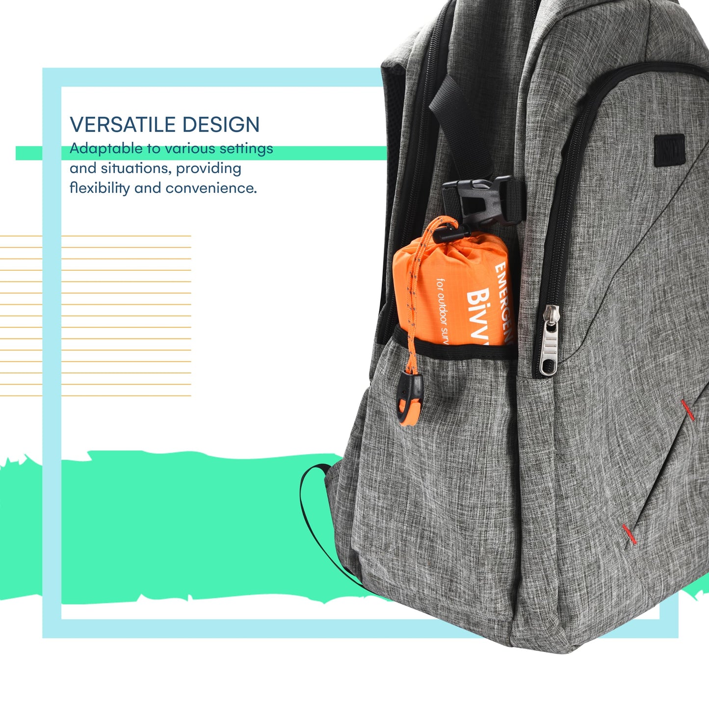 ACOWAY Survival Blanket - Bivy Sack - Emergency Sleeping Bags for Survival - Sleeping Bag Suit - Versatile Orange Outdoor Gear for Unmatched Protection and Durability - Set of 3.9 x 1.9in