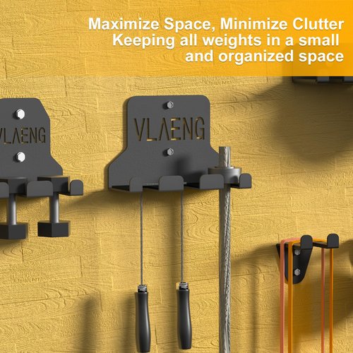 Olympic Barbell Hanger, Barbell Holder Wall Mount Black Powder Coated, Barbell Storage 1 Hook, Garage Gym Bar Wall Rack, Space Saving Commercial or Home Gym Accessory Holds Under 34mm Bar Size, 2PCS