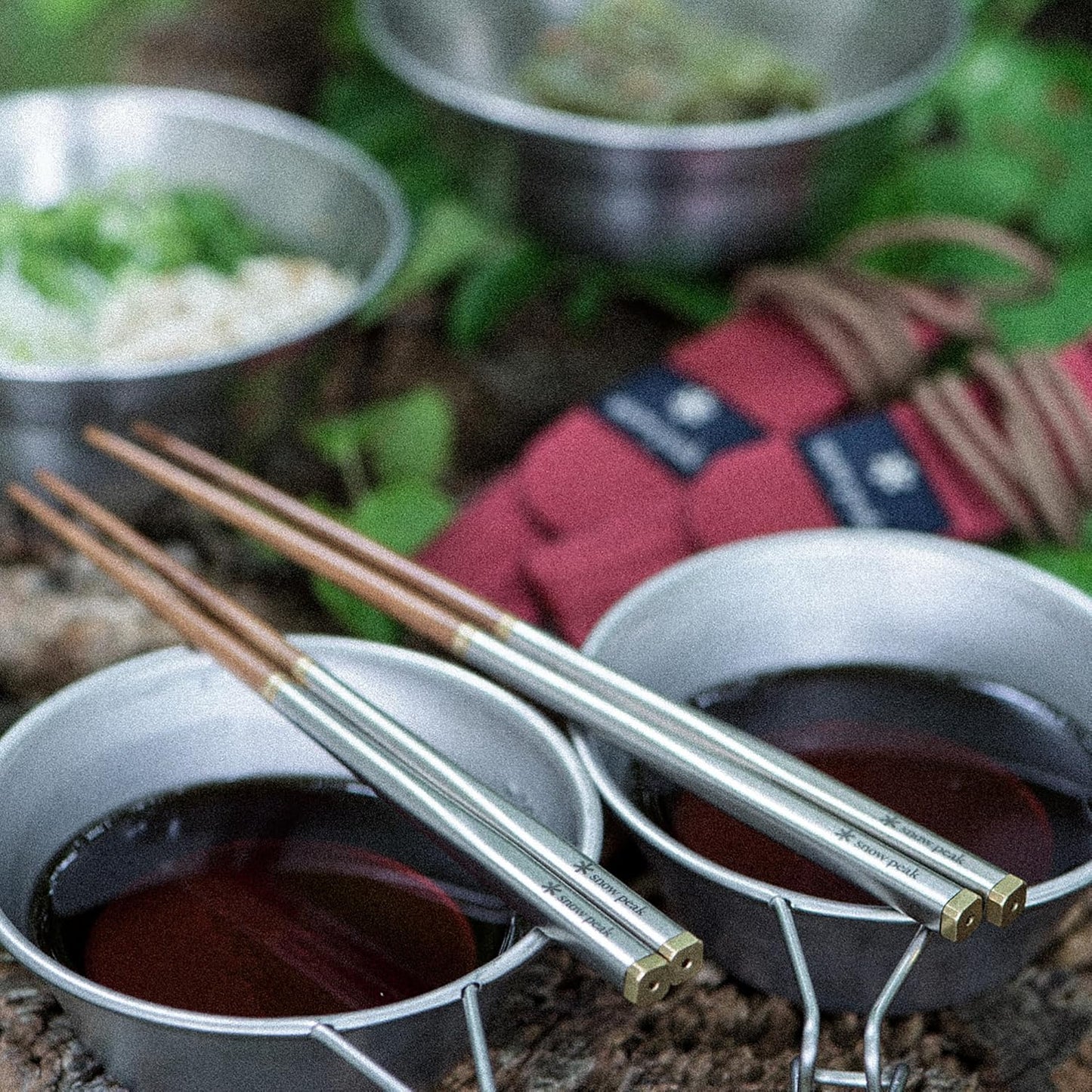 Snow Peak Wabuki Chopsticks - Collapsible Stainless Steel Chopsticks with Case - Reusable Utensils Perfect for Camping & Travel - L