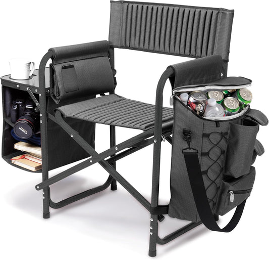ONIVA - a Picnic Time Brand Fusion Original Design Outdoor Folding Chair, Gray with Black Frame , 33 x 7 x 21