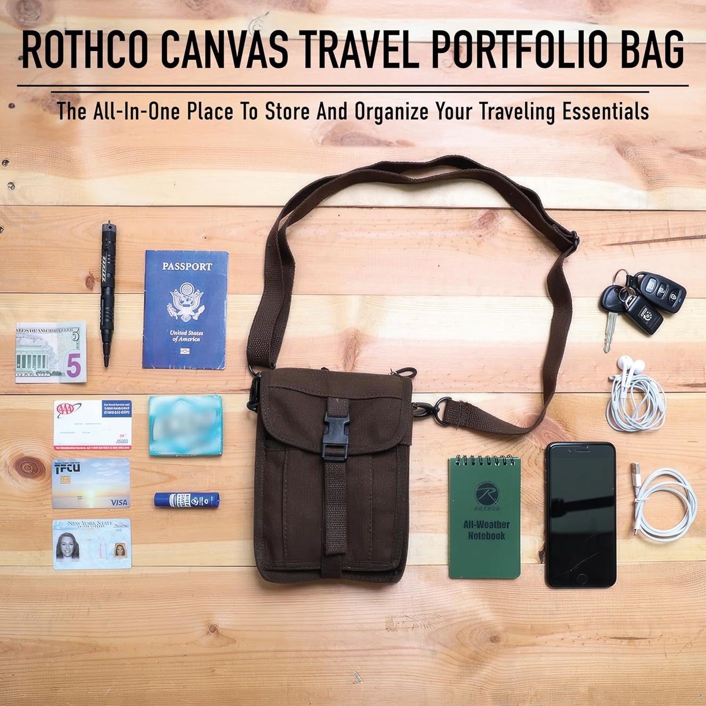 Rothco Canvas Travel Portfolio Crossbody Shoulder Bag