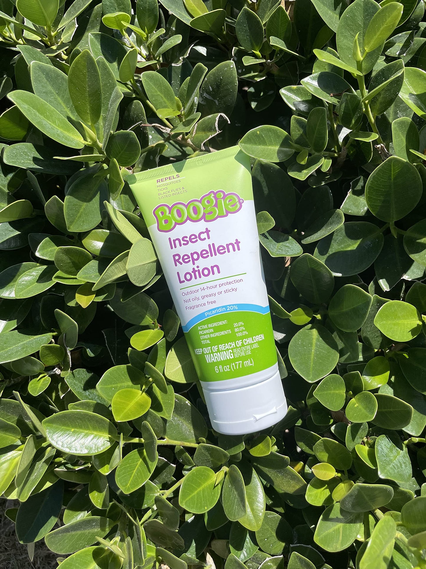 Boogie Insect Repellent Lotion, Keep Mosquitoes, Ticks and Flies Off, DEET Alternative Repellent, Up to 14-Hour Protection, Fragrance-Free, Odorless Lotion, 6 Ounce