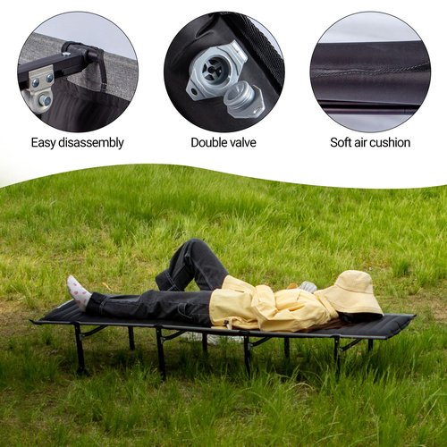 喜马拉雅 Portable Outdoor Camping Bed，Low Camping Cot with Support, Heavy Duty Tent Sleeping Air Bed, Oxford Camp Cots with Pilllow Mattress Bag (High Bed)