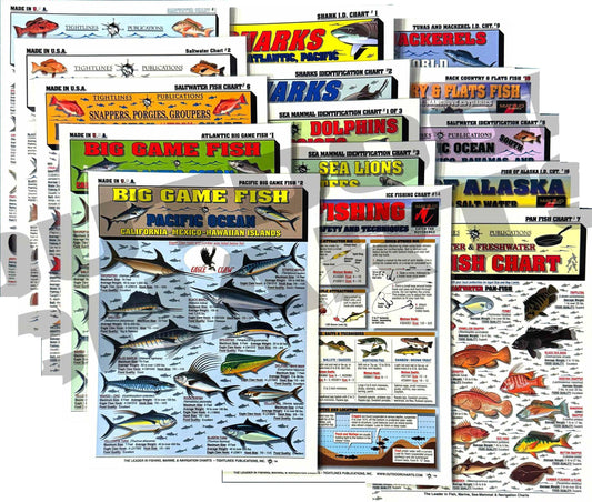 Fishermen's Saltwater Fish Identification Set - Waterproof Quick Reference Guide | Portable & Built to Last | Double-Sided & Easy to Read