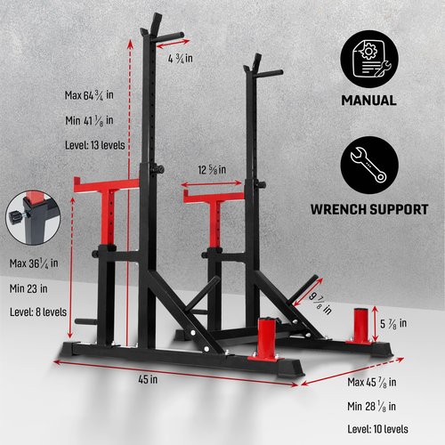 Yes4All Adjustable Squat Rack, 690 LBS Multifunctional Barbell Stand for Home Gym, Weight Lifting, Portable Bench Press Rack