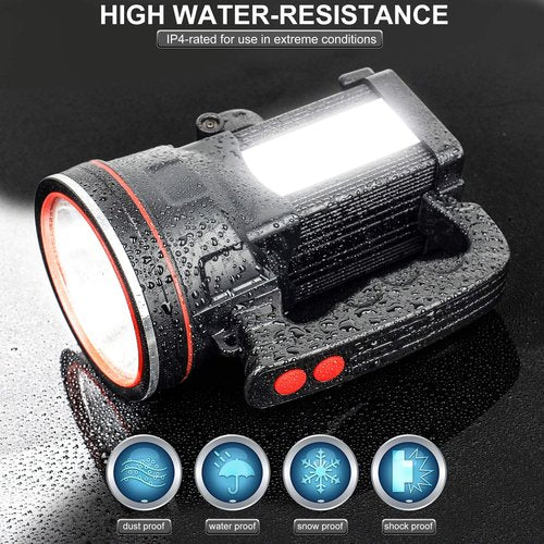 BIGSUN Spotlight Flashlight, 12800 mAh Rechargeable Flashlights High Lumens, Bright Flashlight, Outdoor Waterproof Camping Search Light Tactical Torch for Emergency, Boat, Hunting (Expolrar 2)