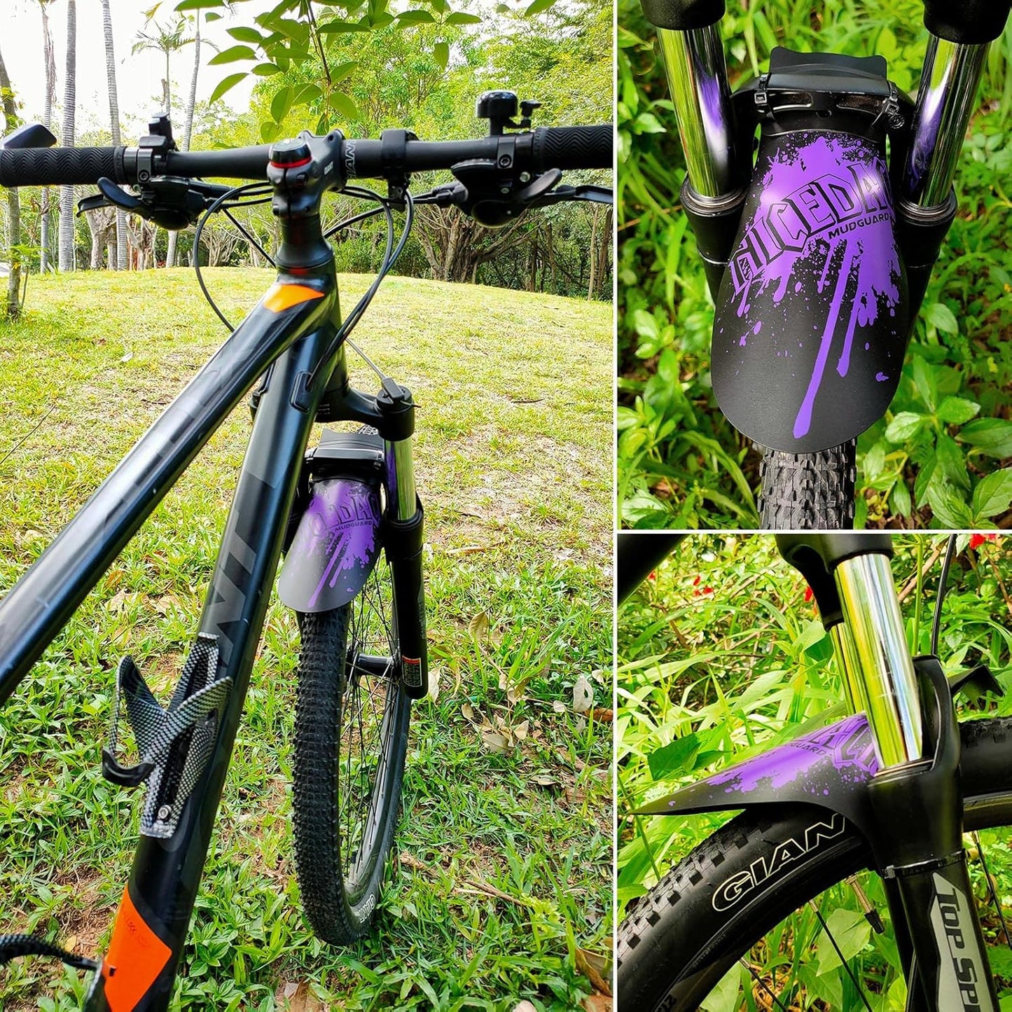 NICEDACK Bike Fender, Adjustable MTB Mud Guard, Front and Rear Compatible Mudguards, Fits 650B 20" 26" 27.5" 29 inch Fat Tire Bikes and All Disc Brake Bicycles
