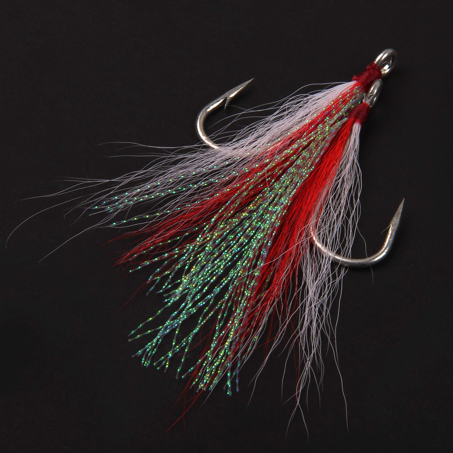AGOOL Bucktail Teasers Fishing Hooks Saltwater Flounder Rig Stainless Steel Fishing Hooks Bucktail Mylar Teasers Inserted for Catfish Cod Flounder Hi/Lo Rig