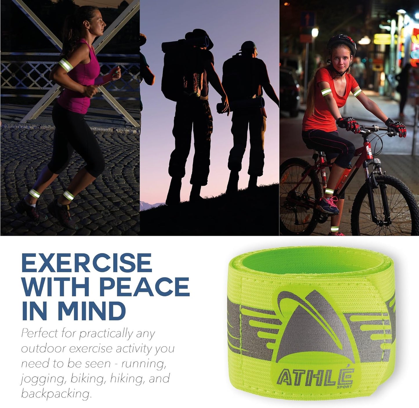 Reflective Running Band - High Visibility Arm Reflector Bands for Running, Cycling - Reflector for Runners for Wrist, Arm, and Ankle - Adjustable Running Reflective Gear Arm