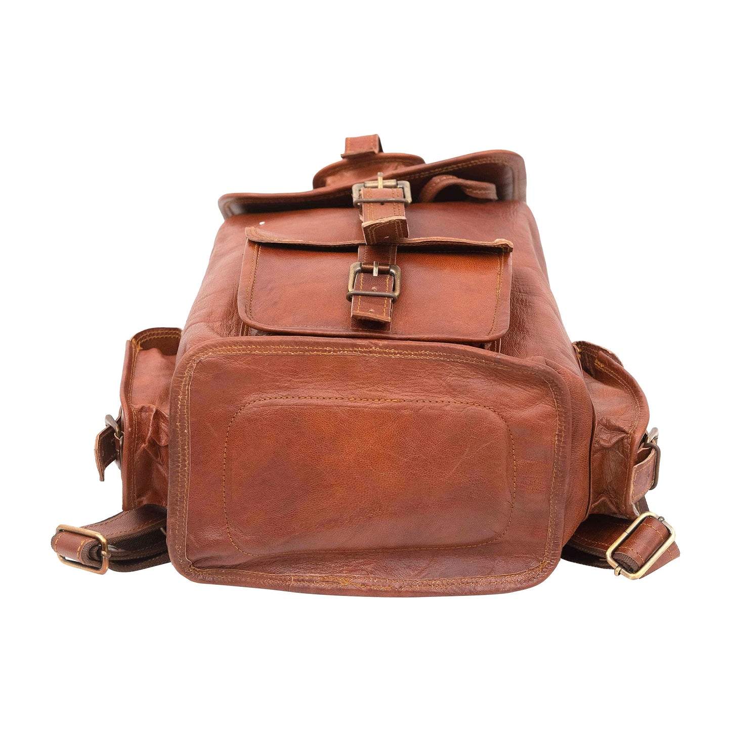Shy Shy Let's Touch The Sky Rustic Vintage Leather Backpack Travel Rucksack knapsack Daypack Bag for Men Women Brown (24 inch)