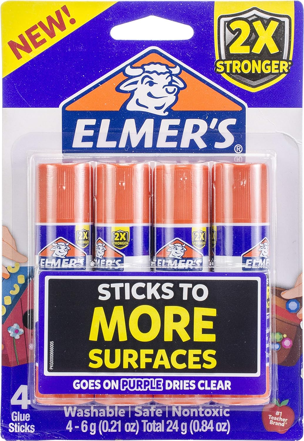 Elmer’s Extra Strength School Glue Sticks, Washable, 6 Grams, 4 Count