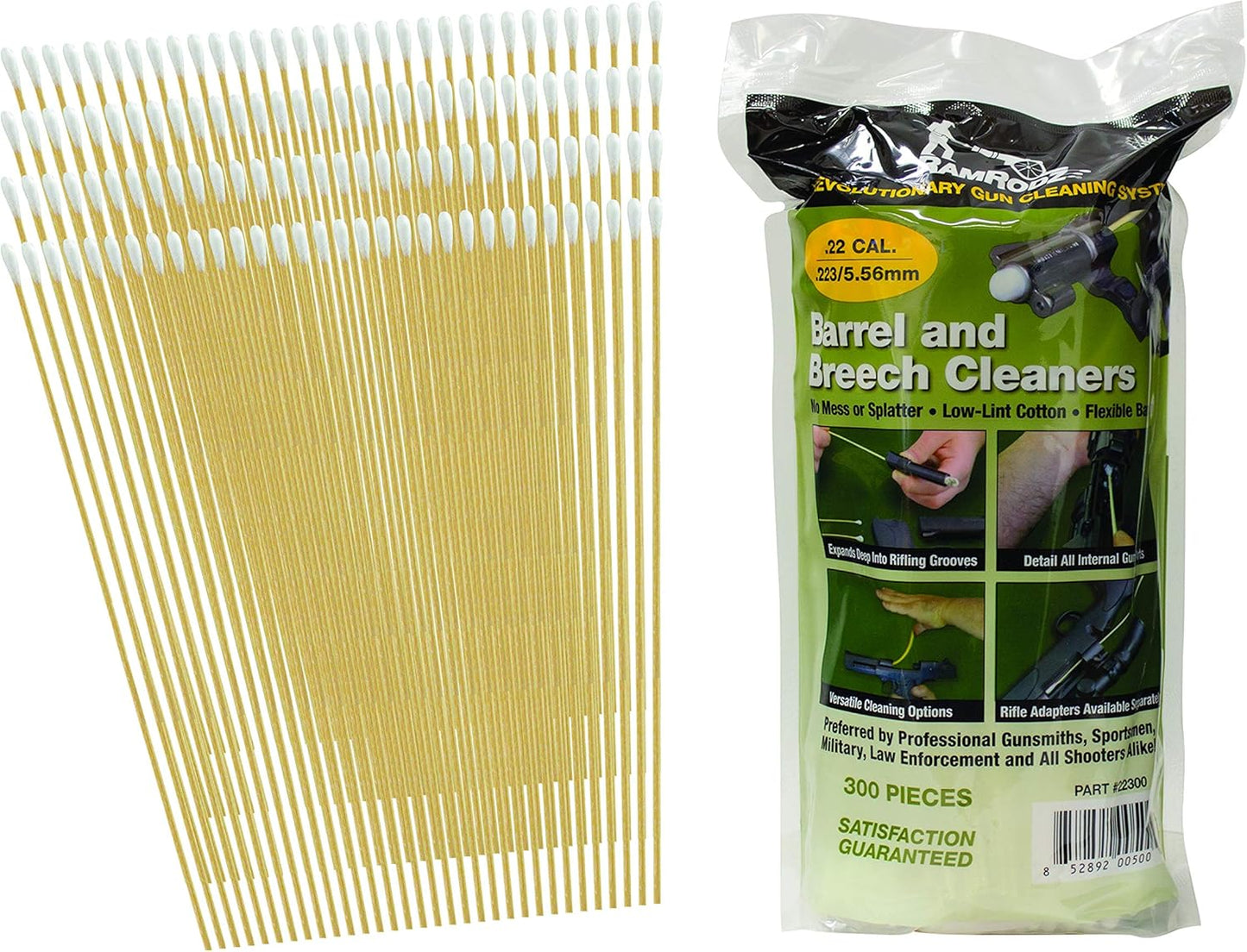 0.22/0.223/5.56 Caliber Gun Cleaning Swabs (300 Quantity), One Size (22300)