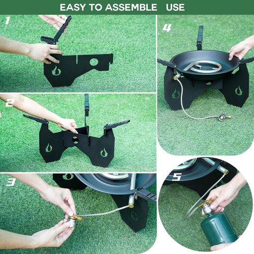 ONLYFIRE Portable Gas Camping Stove with Carry Bag, Dutch Oven Stand with Foldable Pot Brackets, Outdoor Propane Gas Stove for Camping Hiking Picnic Patio Cooking, GS341