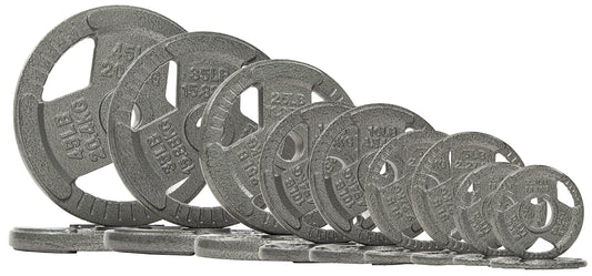 Signature Fitness Cast Iron Olympic 2-inch Plates Weight Plates for Strength Training, 280LB Set, Style #5, No Clips, Multiple Packages