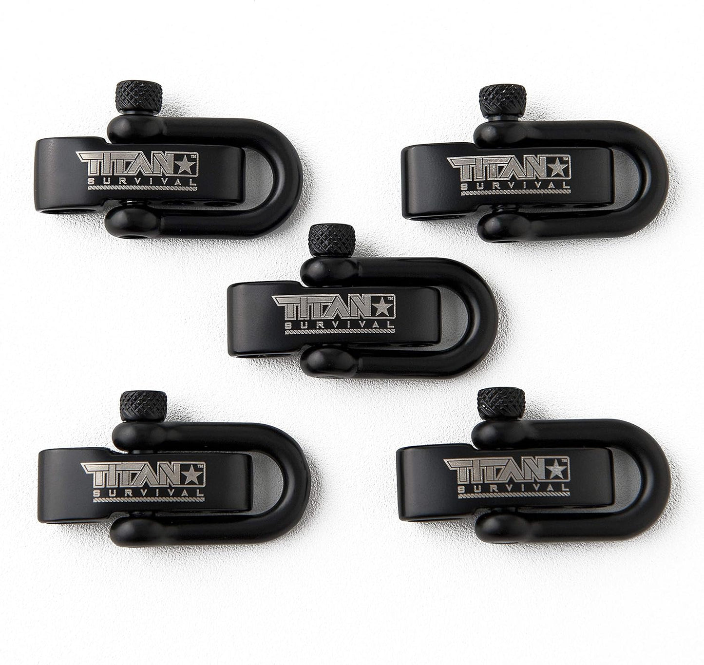 TITAN Survival 1,650 LBS Shackles for Paracord Bracelets (5-Pack) | BLACK | Stylish Premium Metal Clasps.