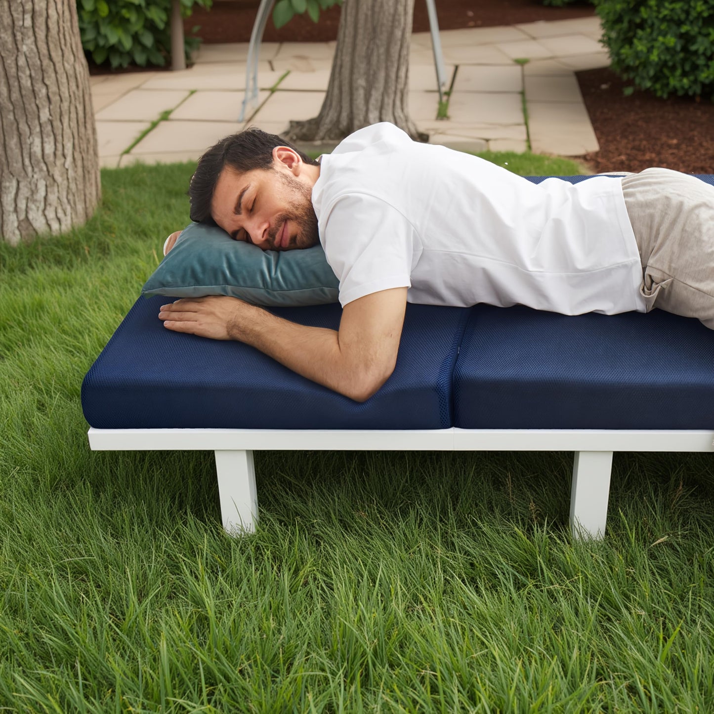 Jamdok 75 X 30 X 3 Inch Foam Folding Sleeping Pad,Trifold Mattress,Machine Washable Mesh Cover,Cot Size Floor Mattress Topper,Guest Bed for Adult,Camping Mat