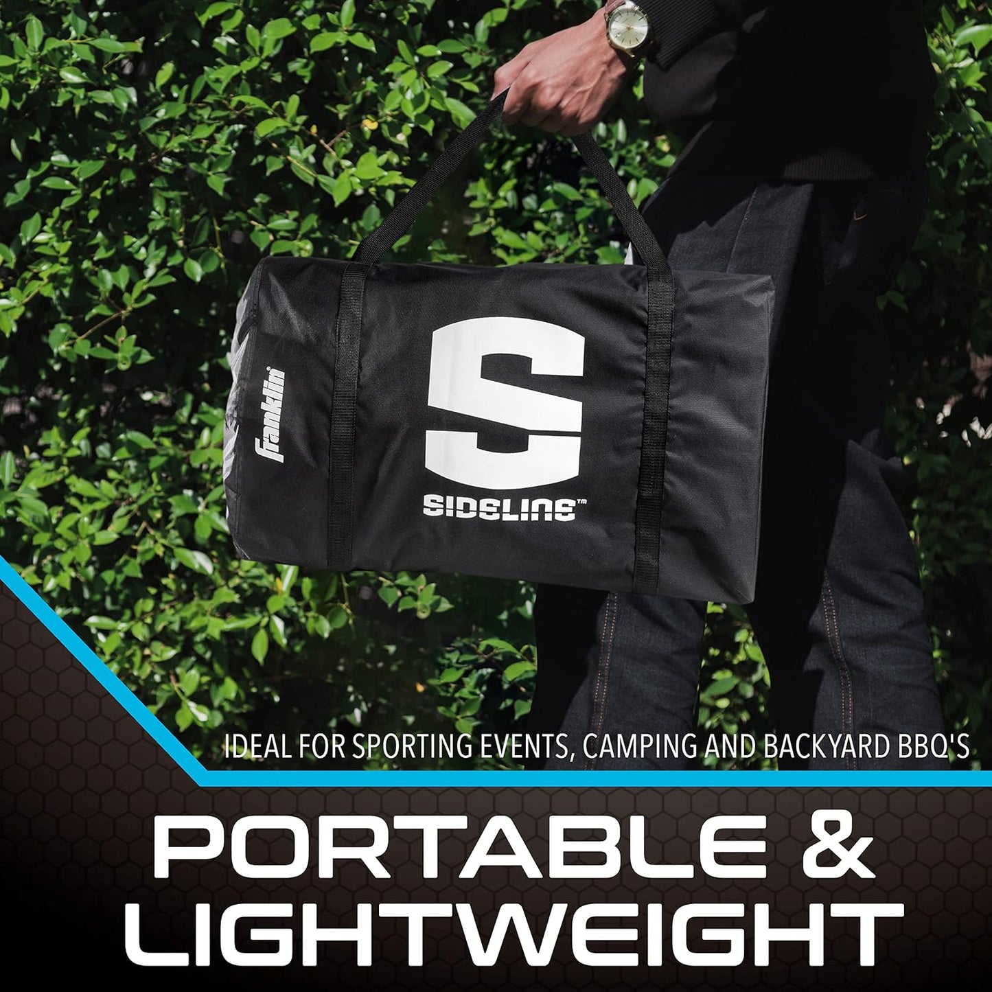 Franklin Sports Sideline Team Bench - Collapsible Sports Bench - Easy Assembly - Pop Up Black, 6 Person