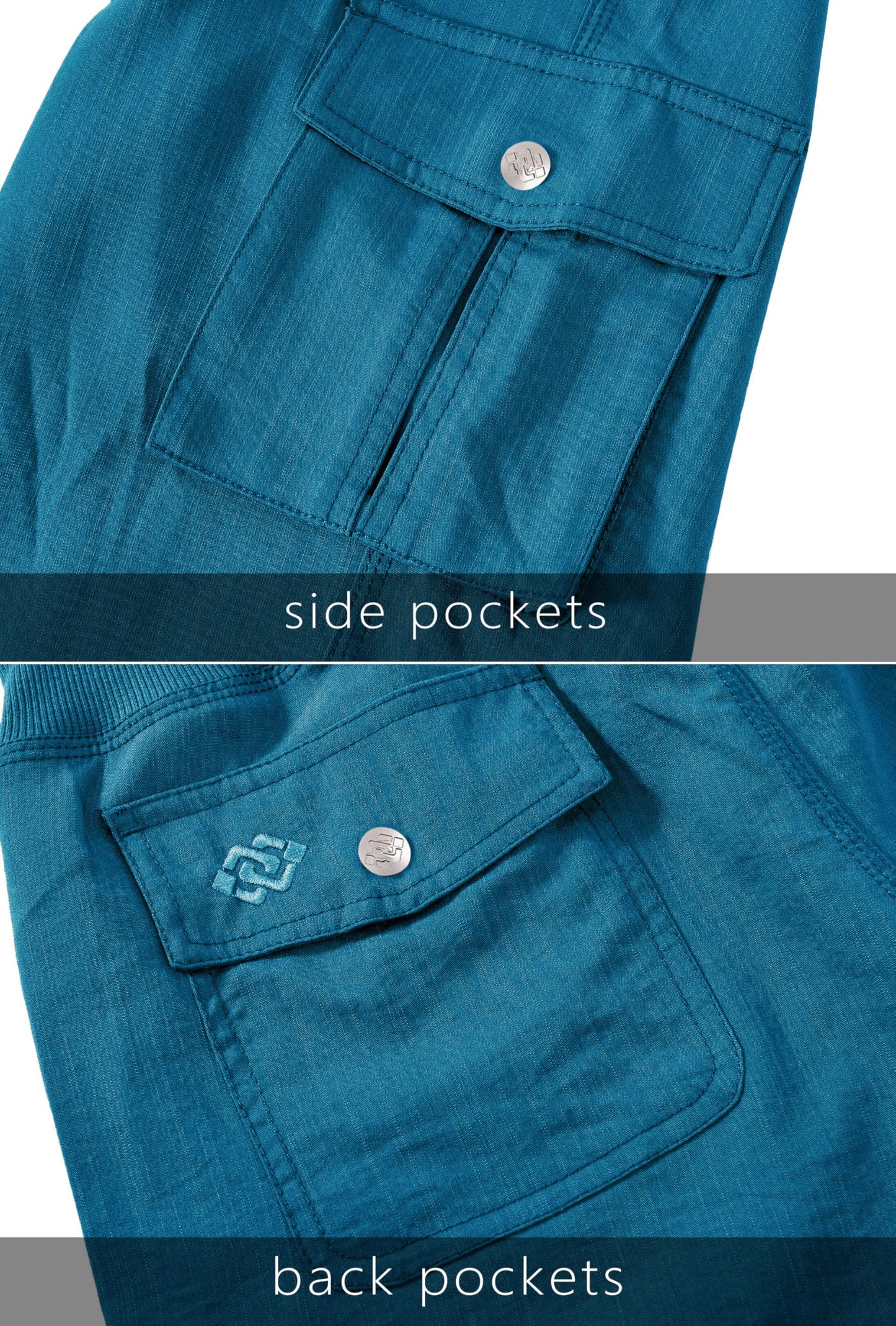 MoFiz Capri Pants for Women Cargo Hiking Pants Lightweight Women's Capris Summer Casual Travel Blue 2XL