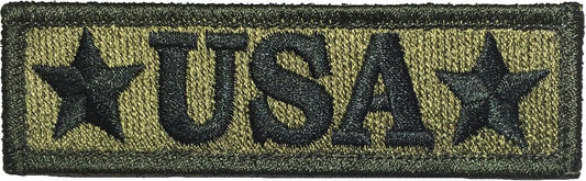 Tactical USA Morale Tab Patch 1"x3 3/4" - OD (Olive Drab) - by Ranger Return (TACT-USA-TAB-OD)